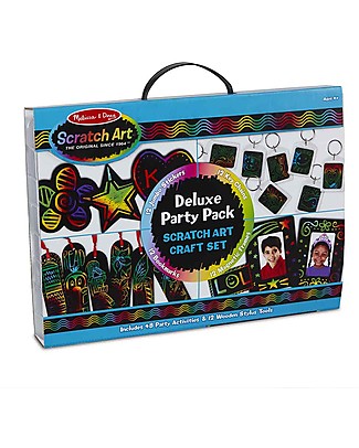 Melissa & Doug Scratch Art Deluxe Party Pack - Stickers + Key Chains + Bookmarks + Frames Draw And Color
