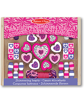 Melissa & Doug Shimmering Hearts Wooden Bead Set - 45+ Pieces Art & Craft Kits