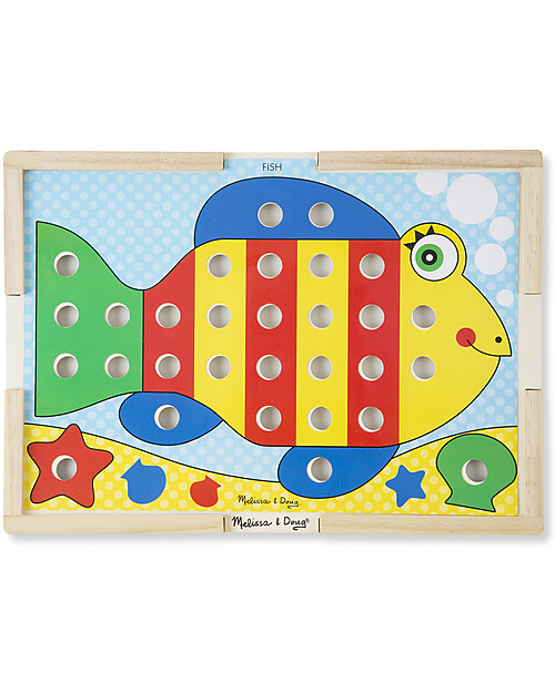 Melissa & Doug Sort and Snap Colour Match - Wooden case with 64 snap caps and 10 reversible picture cards! Montessori Toys