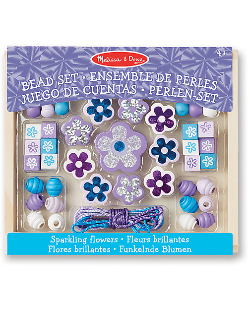 Melissa & Doug Sparkling Flowers Wooden Bead Set - 45+Pieces Art & Craft Kits