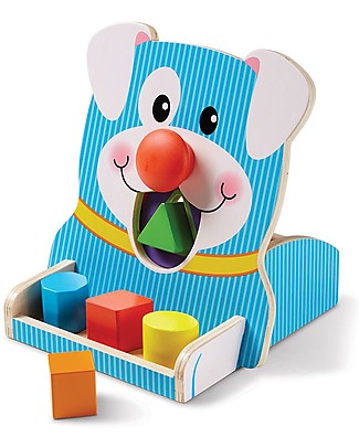 Melissa & Doug Spin and Feed Shape Sorter - Wooden - Improves manual skills! Wooden Stacking Toys