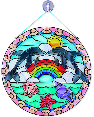 Melissa & Doug Stained Glass Made Easy - Dolphins - Ultra easy to make and hung! Draw And Color