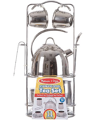 Melissa & Doug Stainless Steel Tea Set - 11 pieces Toy Kitchens & Play Food