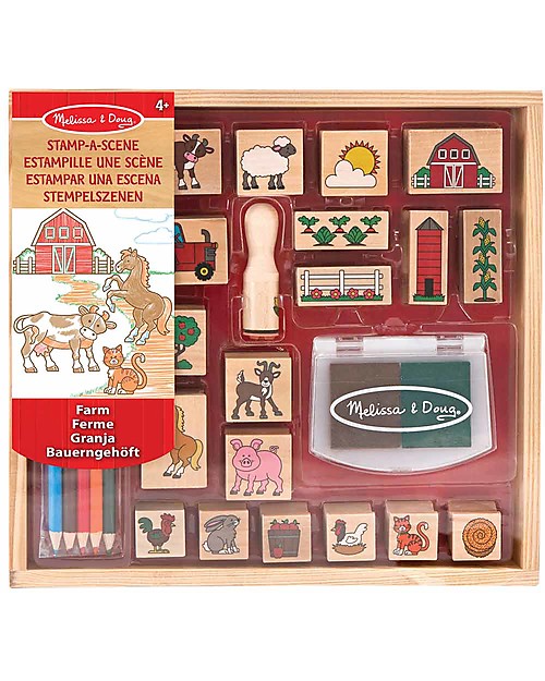 Melissa Doug Stamp-A-Scene 20 Wooden Stamp Set Farm unisex