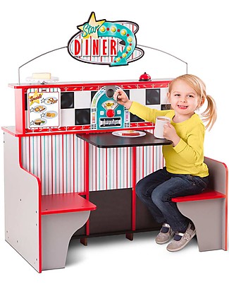 Melissa & Doug Star Diner Restaurant - Kitchen + Table with Chairs Toy Kitchens