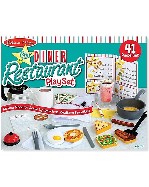 Melissa & Doug Star Diner Restaurant Play Set - 41 pieces Wooden Food