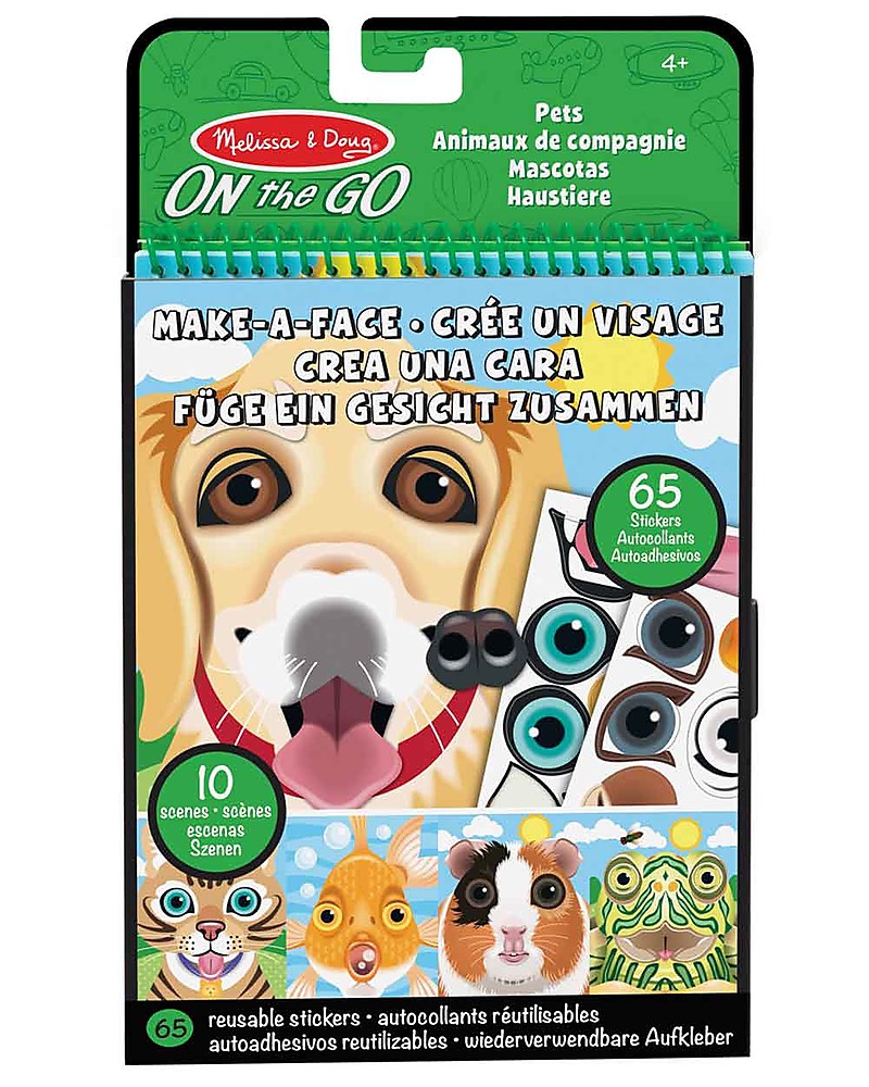 Melissa & Doug Sticker Pad Pets - Make a Face! - 65 Reusable Stickers  unisex (bambini)