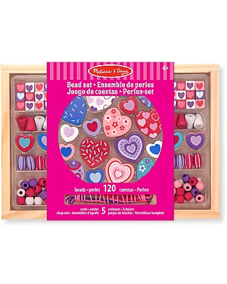 Melissa & Doug Sweet Hearts Wooden Bead Set - 120 beads and 5 cords! Art & Craft Kits