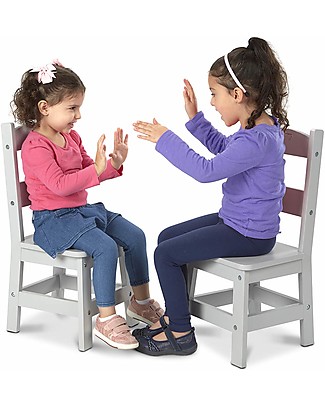 Melissa & Doug Two Wooden Chairs - Grey - for Kids Chairs