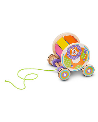 Melissa & Doug Unit Block on Wheels - Pull and Play Xylophone on Cart! Wooden Push & Pull Toys