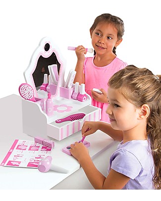 Melissa & Doug Vanity Play Set - Wooden Beauty Salon Pretend Play