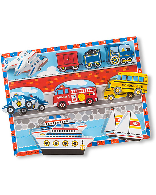 Melissa & Doug Vehicles Wooden Chunky Puzzle - 9 large pieces Wooden Stacking Toys