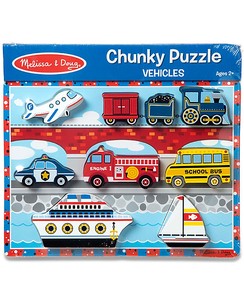 Melissa & Doug Vehicles Wooden Chunky Puzzle - 9 large pieces Wooden Stacking Toys