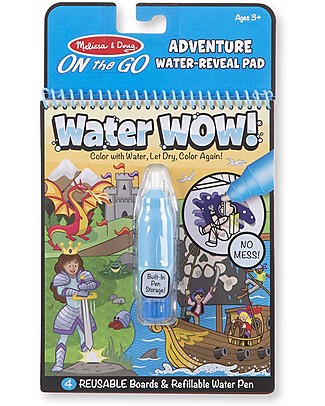 Melissa & Doug Water Wow Magical Coloring Cards - Adventure - 4 Cards with Refillable Water Pen! Colouring Activities