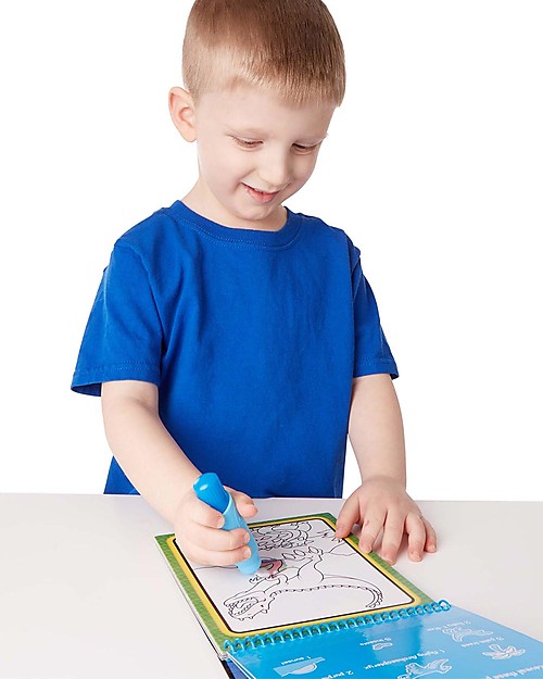 Melissa & Doug Water Wow Magical Coloring Cards - Dinosaurs - 4 Cards with Refillable Water Pen Draw And Color