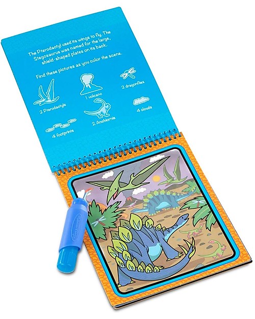 Melissa & Doug Water Wow Magical Coloring Cards - Dinosaurs - 4 Cards with Refillable Water Pen Draw And Color