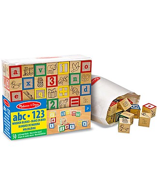 Melissa & Doug Wooden ABC/123 Blocks - 50 pieces Wooden Blocks & Construction Sets