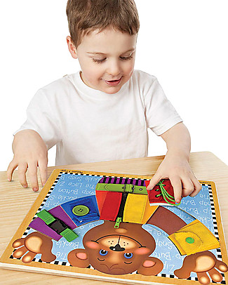 Melissa & Doug Wooden Basic Skills Board - Teaches coordination and dexterity! Montessori Toys