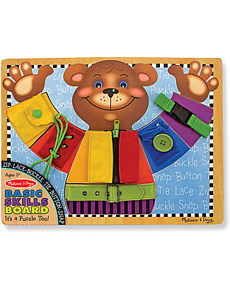Melissa & Doug Wooden Basic Skills Board - Teaches coordination and dexterity! Montessori Toys