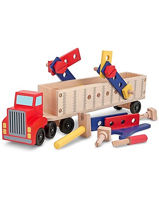 Melissa & Doug Wooden Big Truck Building Set - Truck + 22 construction pieces! Wooden Blocks & Construction Sets