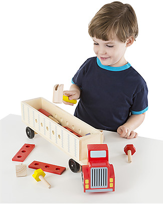 Melissa & Doug Wooden Big Truck Building Set - Truck + 22 construction pieces! Wooden Blocks & Construction Sets