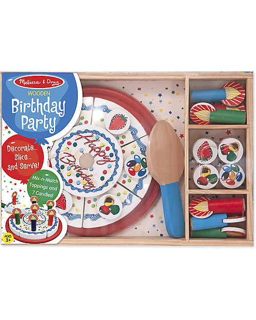 Melissa & Doug Wooden Birthday Cake Ready to Slice - 34 pieces! Wooden Food