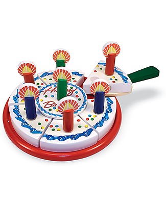 Melissa & Doug Wooden Birthday Cake Ready to Slice - 34 pieces! Wooden Food