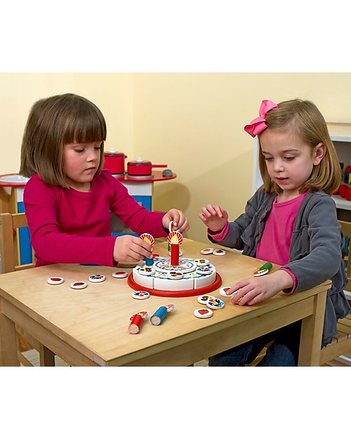 Melissa & Doug Wooden Birthday Cake Ready to Slice - 34 pieces! Wooden Food