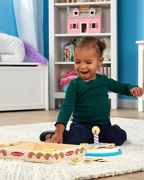 Melissa & Doug Wooden Birthday Cake Ready to Slice - 34 pieces! Wooden Food
