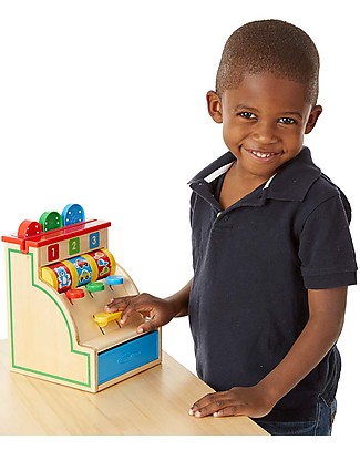 Melissa & Doug Wooden Cash Register - To learn numbers and colours! Pretend Play