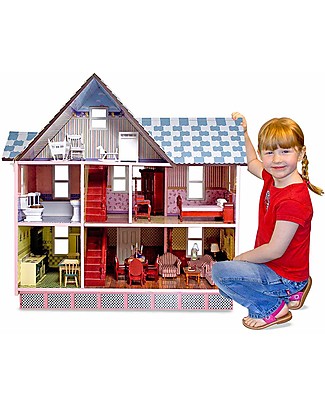 Melissa & Doug Wooden Dollhouse - Victorian Style - Three Levels and Five Rooms! Dolls Houses