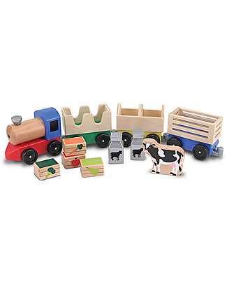Melissa & Doug Wooden Farm Train - 11 Pieces - Perfect gift idea! Wooden Toy Cars, Trains & Trucks