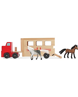 Melissa & Doug Wooden Horse Box + Horses Wooden Toy Cars, Trains & Trucks