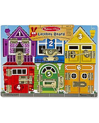Melissa & Doug Wooden Latches Board - Teaches numbers, colours, animals, dexterity! Puzzles