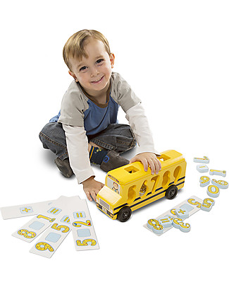Melissa & Doug Wooden Number Matching Maths Bus - Learn and play at once! Wooden Stacking Toys