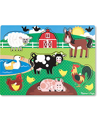 Melissa & Doug Wooden Peg Puzzle, Farm - 8 pieces! Puzzles