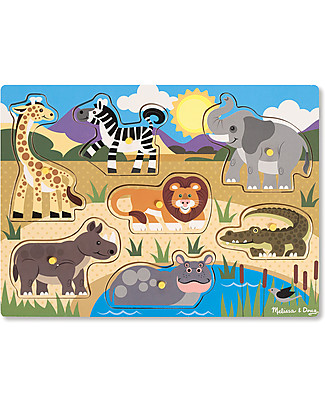 Melissa & Doug Wooden Peg Puzzle, Safari - 7 pieces! Puzzles