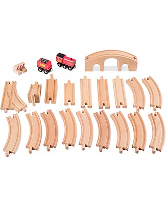 Melissa & Doug Wooden Railway Set - Coal Car Included Wooden Toy Cars, Trains & Trucks