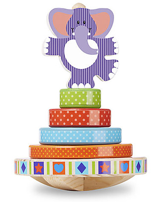 Melissa & Doug Wooden Rocking Elephant - 6 Pieces Wooden Stacking Toys