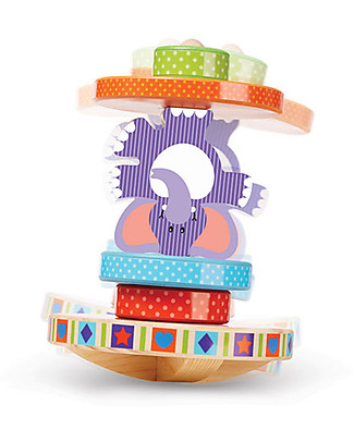 Melissa & Doug Wooden Rocking Elephant - 6 Pieces Wooden Stacking Toys