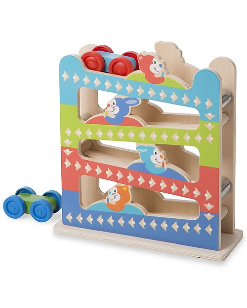 Melissa & Doug Wooden Roll & Ring Ramp Tower with Cars - Gret Gift Idea! Wooden Stacking Toys