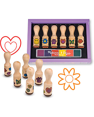 Melissa & Doug Wooden Stamp Set - Includes inkpad - 7 Pieces Art & Craft Kits