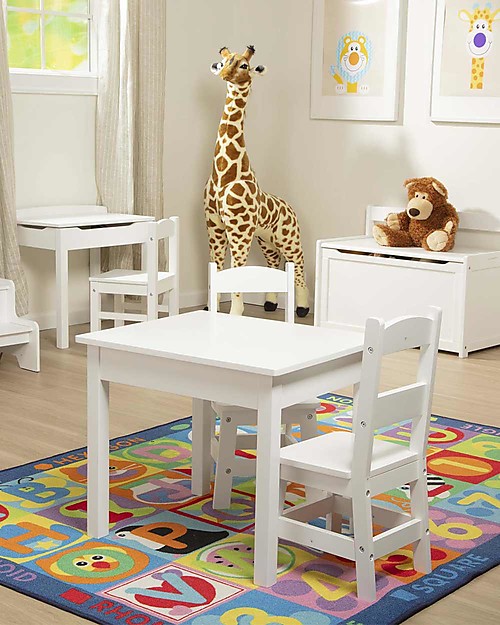 Melissa Doug Wooden Table and 2 Chairs Set White for Kids unisex bambini