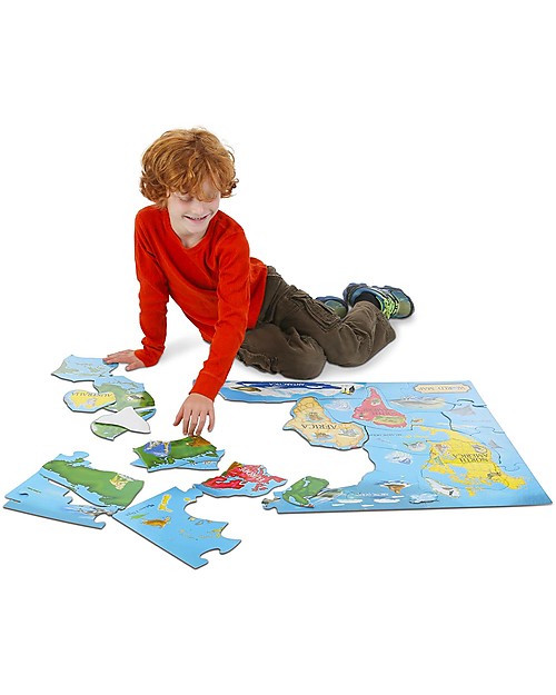 Melissa & Doug World Map Floor Puzzle - 33 pieces -Easy to Clean Puzzles