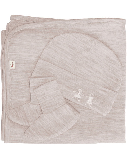 Merino Kids Cocooi™ Blanket, Beanie and Booties set Honey Oat - 100% Natural Merino Wool (perfect newborn gift!) Muslin Swaddle