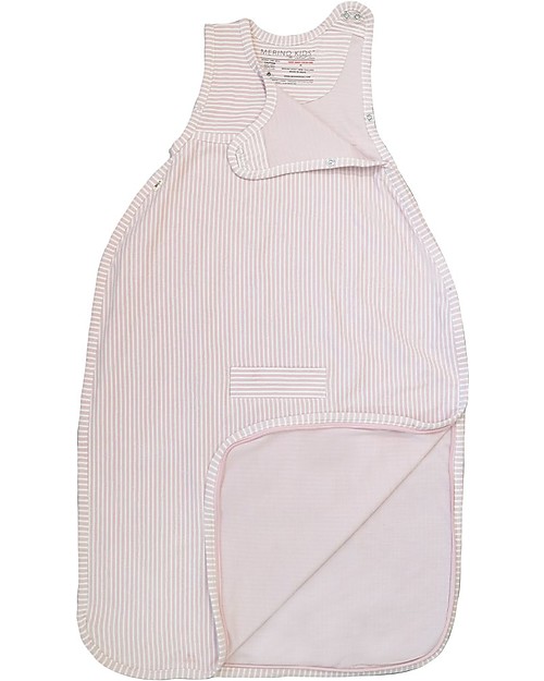 Merino Kids Go Go Bag - Sleeping Bag, Dusty Pink Stripes - 0-2 years - 100% merino wool and organic cotton Sleeping Bags