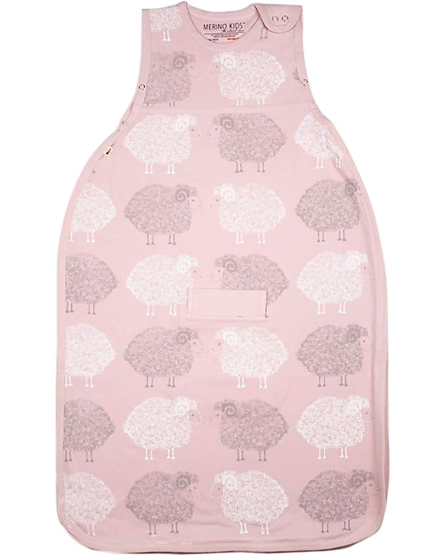 Merino Kids Go Go Bag - Sleeping Bag, Light Pink/Stack Sheeps - 0-2 years - 100% merino wool and organic cotton Sleeping Bags