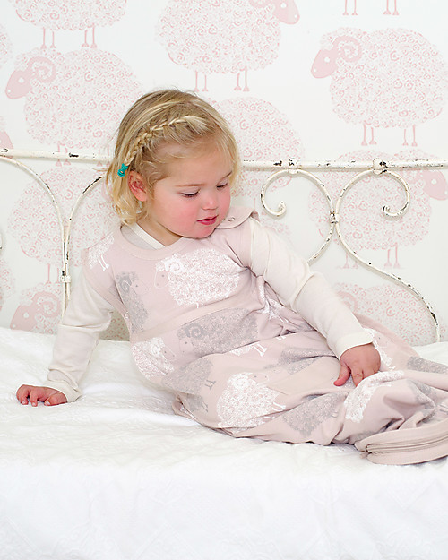 Merino Kids Go Go Bag - Sleeping Bag, Light Pink/Stack Sheeps - 0-2 years - 100% merino wool and organic cotton Sleeping Bags