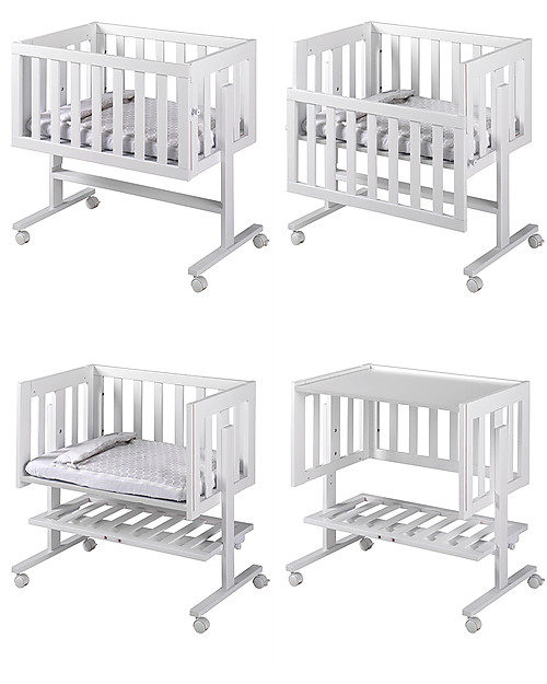 Micuna 2-in-1 Next to Me Cododo Cot, Beech Wood, White - It becomes Desk or  ToyBox! unisex (bambini)