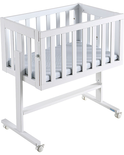 Micuna 2-in-1 Next to Me Cododo Cot, Beech Wood, White - It becomes Desk or ToyBox! Next To Me Cribs